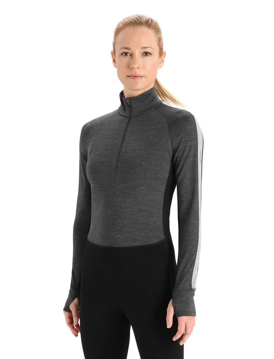 Base Layers Icebreaker 260 ZoneKnit™ Merino Long Sleeve Half Zip Damskie Czarne | PL 1067GSOL